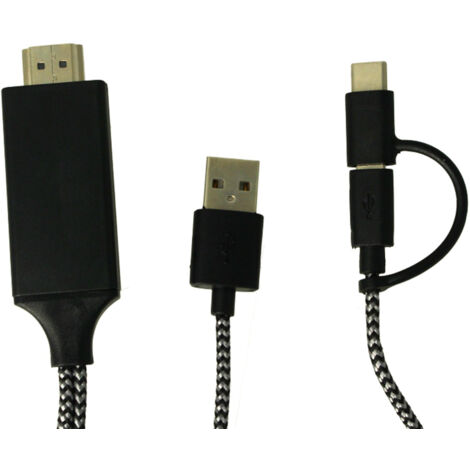 Adattatore Da USB Type C e Micro USB A HDMI HDTV Cavo 2 Metri Per Smartphone Android A TV Monitor Proiettore