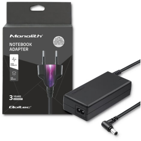 Adattatore di alimentazione per laptop Qoltec 90W 19V 4,9A 5,52,5 + cavo di alimentazione