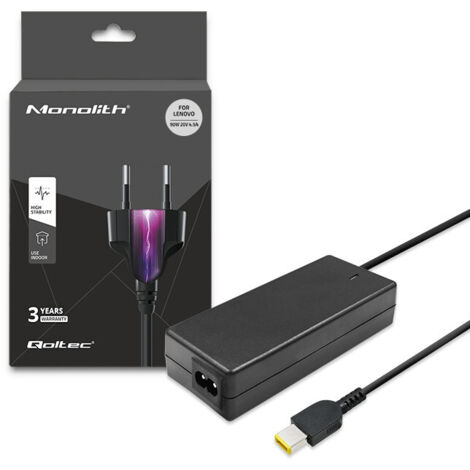 Adattatore di alimentazione per laptop Qoltec Lenovo 90W  20V  4,5A  Punta sottile + pin  + cavo di alimentazione
