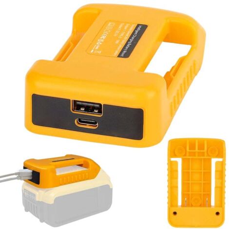 Adattatore di ricarica USB, compatibile con batterie DEWALT da 20 V, 2 supporti USB, con ricarica rapida Type-C