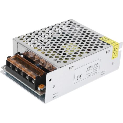 Adattatore driver di alimentazione DC5V, alimentatore switching in lega di alluminio, trasformatore isolato per apparecchiature LED (S-50-5 (5 V/10 A/50 W) AC100-240 V), alimentatore switching