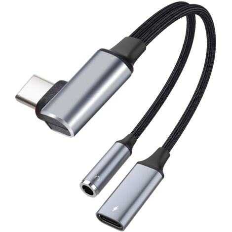 Adattatore e caricabatterie 2 in 1 USB C da 3,5 mm, USB tipo C a jack con chip DAC