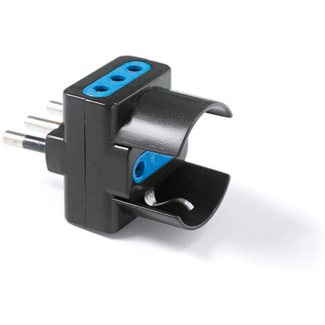Adattatore Elettrocanali triplo nera 1 presa schuko 16 a 2 prese 10 a