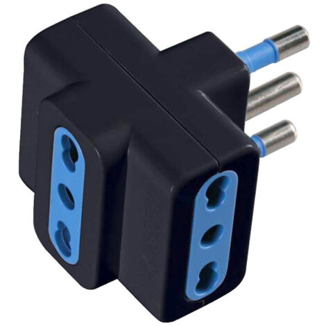 Adattatore Elettrocanali triplo nera spina 16 a + 3 prese da 10 / 16 a