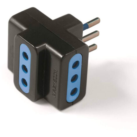 Adattatore Elettrocanali triplo nero spina 10 a + 3 prese da 10 a