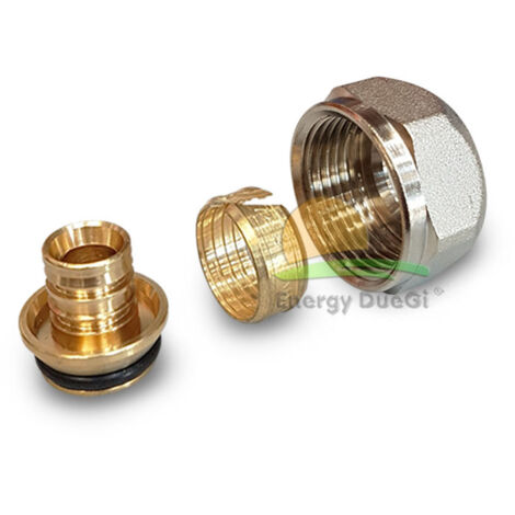 ENERGY DUEGI Adattatore eurocono nichelato per collettori con attacco 3/4" - Tubo PEX di diametro 17 spessore 2,0