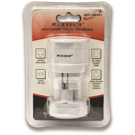Adattatore Europeo Da Viaggio Spina Parete Universale 125/250v Maxtech Adt-unv01