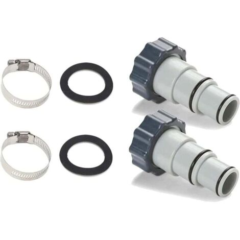 Adattatore filettato per fascetta stringitubo di ricambio (confezione da 2) per piscine Intex, compatibile con pompe filtro, cloratori e sistemi a sale con tubo filettato.