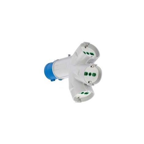 ADATTATORE INDUSTRIALE 200-250V CON SPINA E 3 PRESE CEE IP44- - 16A colore blu 73095 - 1 pezzi FANTON