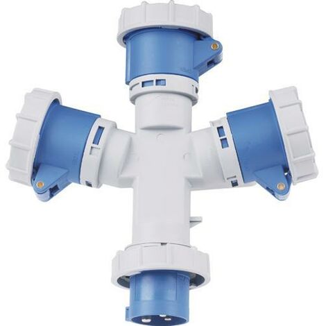 ADATTATORE INDUSTRIALE 230V SPINA+2 PRESE 2P+T 16A CE MAURER PLUS