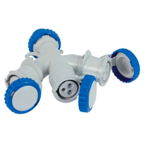 ADATTATORE INDUSTRIALE 250V SPINA+3 PRESE 2P+T 16A IP67 CEE FANTON
