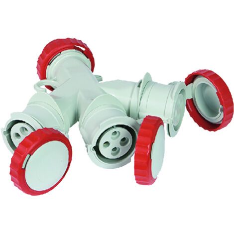 Adattatore Industriale 380V Con Spina E 3 Prese Cee 309 Ip67 - 16A colore rosso 73140