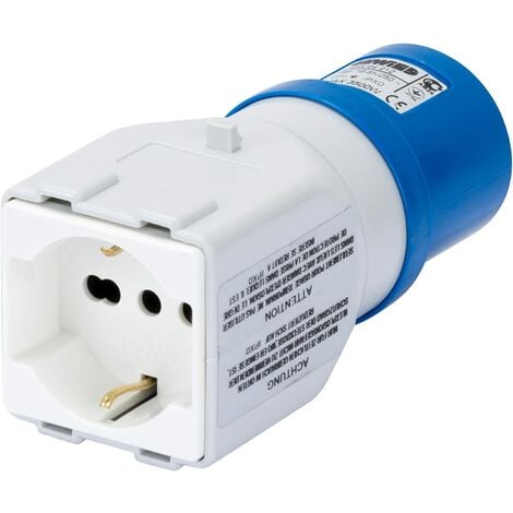 Adattatore Industriale A Civile IP44 Spina 2P+T 16A 230V 1 Presa 2P+T Bivalante