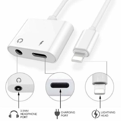 Adattatore jack per cuffie per iPhone Xs/Xs Max/XR/ 8/8 Plus/X (10) / 14/14 Plus, adattatore per jack da 3,5 mm, accessori per la ricarica dell'auto, cavi audio e adattatore splitter per connettori