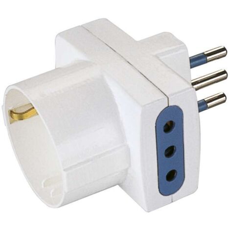 adattatore multiplo poly pool spina e 2 prese 10 a e 1 presa standard tedesco, colore bianco