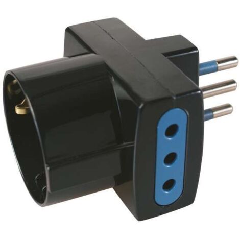 adattatore multiplo poly pool spina e 2 prese 10 a e 1 presa standard tedesco, colore nero