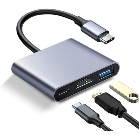 Adattatore multiporta da USB-C a HDMI – 4K 30Hz – USB 3.0 5Gbps – Ricarica rapida da 60W – Compatibile con iPad Pro, MacBook, Samsung, Chromebook