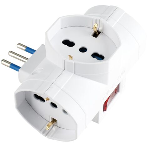 Adattatore Multisize con 3 prese Schuko Bianco
