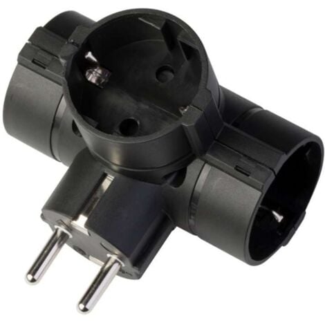 Adattatore nero 3 prese 16A 2P+T