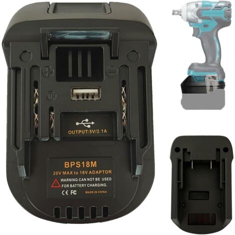 Adattatore per batteria Black&Decker 20V, convertitore per batteria agli ioni di litio Porter Cable 20V, per utensili a batteria Makita 18V BL1830 BL1840 BL1850 BPS18M