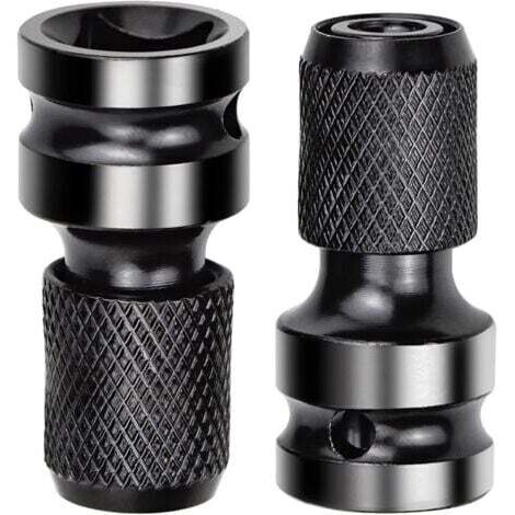 Adattatore per bussola da 2 pezzi, foro quadrato da 1/2" a foro esagonale da 1/4", adattatore a sgancio rapido per cricchetti a impatto e portapunte per cacciaviti