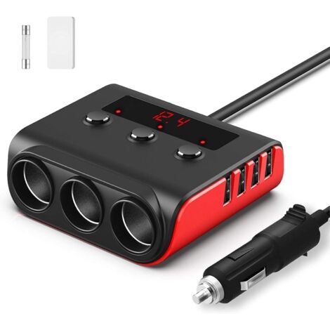 Adattatore per caricabatteria rapido per auto da 120 W, adattatore e splitter per accendisigari multi-presa da 12/24 V, doppia porta per caricabatteria per auto