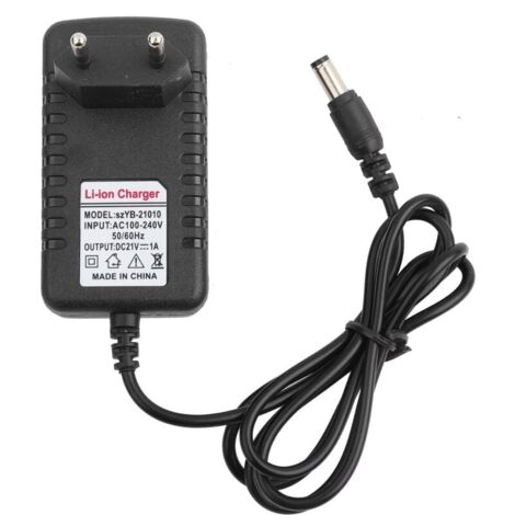 AIPERQ Adattatore per caricabatterie agli ioni di litio con nucleo in rame spesso YMYNY, alimentazione elettrica 21 V/1 A, batteria al litio, porta 5,5 x 2,5 mm, spina UE