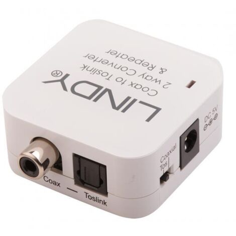 Adattatore per cavo RCA Toslink Lindy 70411, colore bianco.