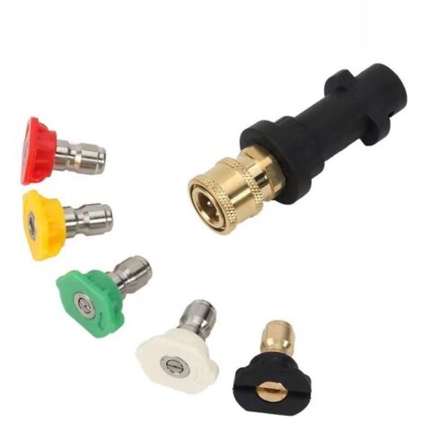 Adattatore per idropulitrice per Karcher K2-K7, si collega a un attacco rapido da 1/4", con 5 ugelli per idropulitrice