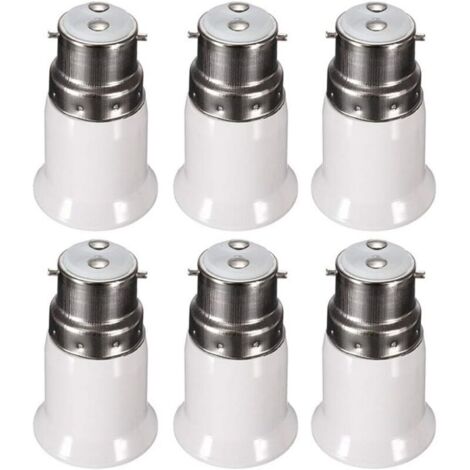 Adattatore per lampadina LED da B22 a E27, CA 230 V, adattatori di conversione per passare da B22 a E27, attacco a baionetta a vite, confezione da 6 - Adattatore base RWBulb..DEBUNS