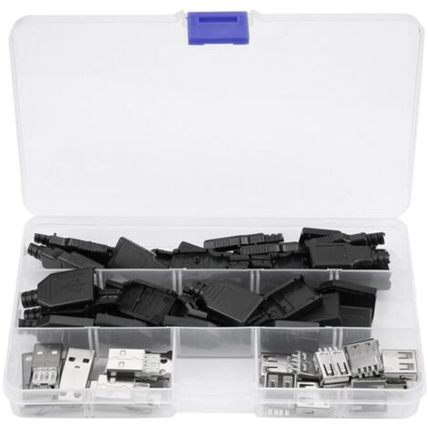 Adattatore per presa a 4 pin con connettore tipo A USB 2.0 da 20 pezzi con guscio in plastica nera, DUBUNS