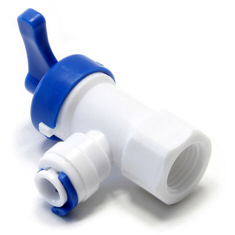 Adattatore per rubinetto ad osmosi inversa con filettatura femmina da 12,7 mm e valvola di bypass per serbatoio di alimentazione dell'acqua.