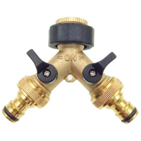 Adattatore per rubinetto da giardino a 2 vie in ottone, adattatore per rubinetto da giardino a doppio rubinetto con valvole di accensione/spegnimento individuali per casa, cucina, giardino, esterno