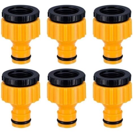 Adattatore per rubinetto filettato in plastica da 3/4" e 1/2" per rubinetto di flusso, confezione da 6