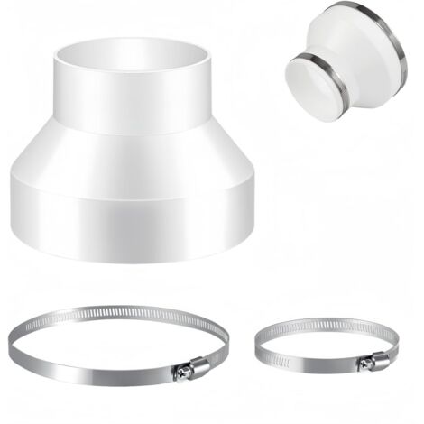 Adattatore per tubo tondo, riduttore di ventilazione da 150 mm a 100 mm con 2 fascette in acciaio inox, riduttore in ABS per condotti di ventilazione