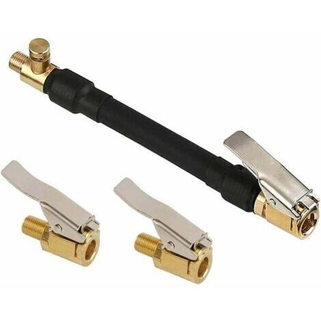 Adattatore per valvola pneumatici auto, tubo flessibile per pompa ad aria con 2 ugelli di gonfiaggio in ottone, compatibile con valvole di gonfiaggio per auto, biciclette e moto - Dvenirriche