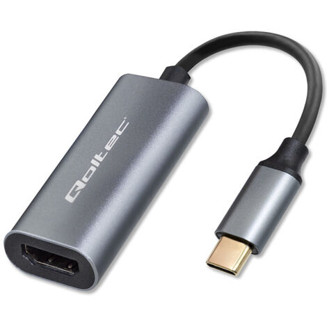 Adattatore Qoltec in alluminio USB-C 3.1 MHL a HDMI 4K  60Hz  32AWG per laptop e smartphone