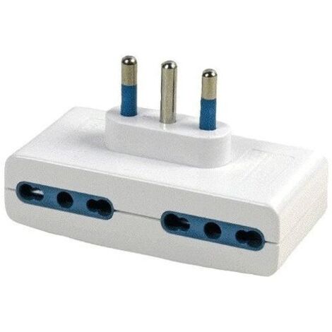 Adattatore Quadruplo Piatto con 4 Prese 16A Bipasso + Spina 16A  Bianco Maurer