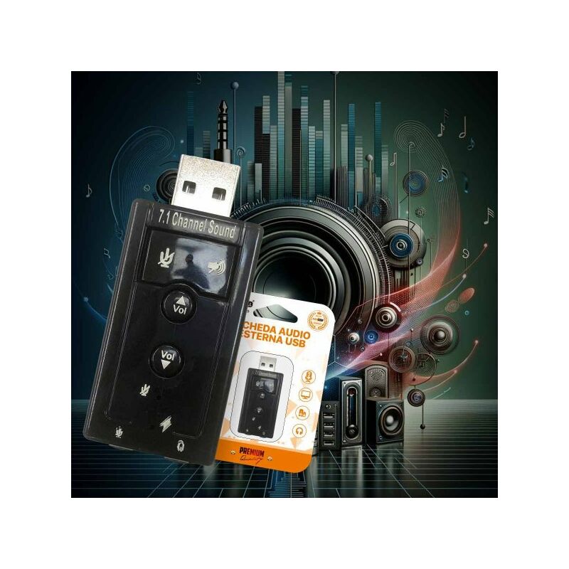 Image of Adattatore Scheda Audio USB2.0 con Ingresso Jack 3.5mm per Cuffie e Microfono Regolabile Supporta 7.1 Audio Surround Compatibilità Universale