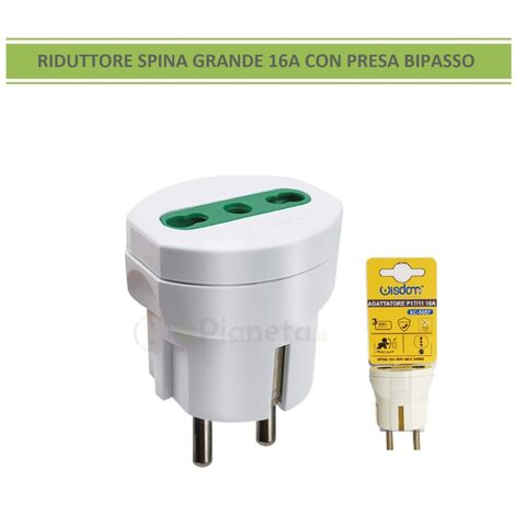 ADATTATORE SINGOLO FRANCO/TEDESCO SCHUKO CON PRESA BIPASSO ITALIANA 10/16A 2P+T