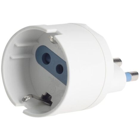 Adattatore Spina Elettrica 2P+T 16A con 1 Presa Ita 10A / Schuko 16A 2P+T 250V Max 1500W Bianco