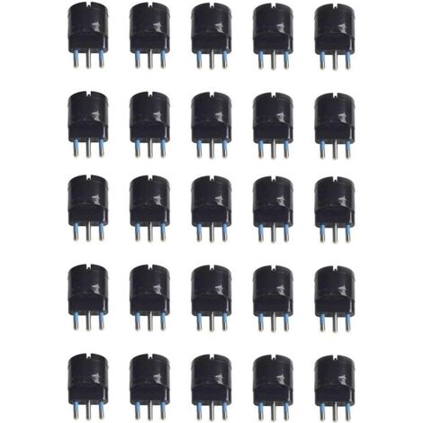 Adattatore Spina Elettrica 2P+T 16A con 1 Presa Ita 10A / Schuko 16A 2P+T 250V Max 1500W Nero
