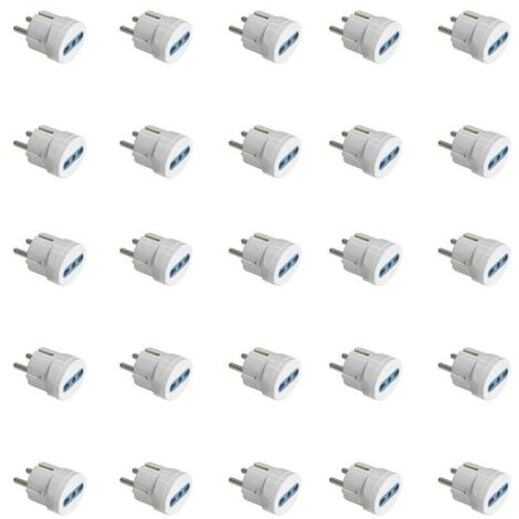 Adattatore Spina Elettrica 2P+T 16A Schuko con 1 Presa Bipasso 2P+T 10A/16A 250V Max 1500W Bianco