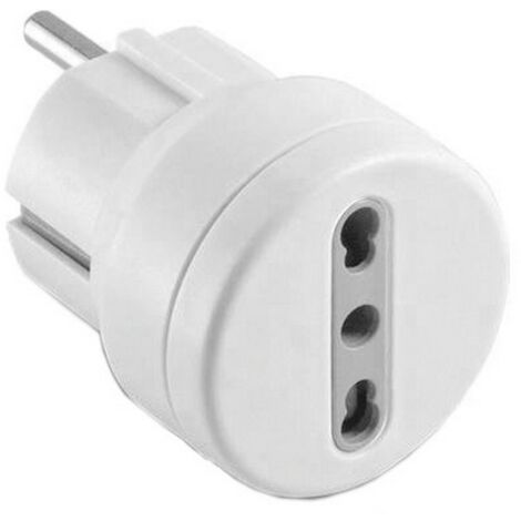 Spina Elettrica Adattatore Schuko - Riduzione Con Presa Bipasso, Bianco - Foto 2