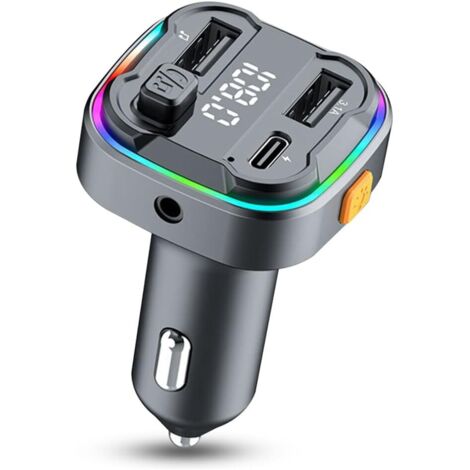 Adattatore trasmettitore FM Bluetooth 5.3 per auto, 48 W, doppie porte USB e USB-C, ricarica rapida