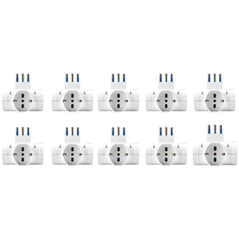 Adattatore Tripla Spina 16A con 3 Prese Universali Ita 10A/16A Schuko 16A 250V Max 1500W Bianco