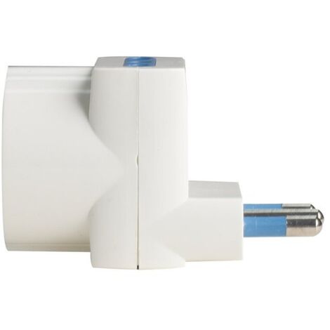 Adattatore Tripla Spina Elettrica Angolare 16A con 2 Prese Bipasso 10A/16A e 1 Presa Schuko 16A Laterale Salvaspazio