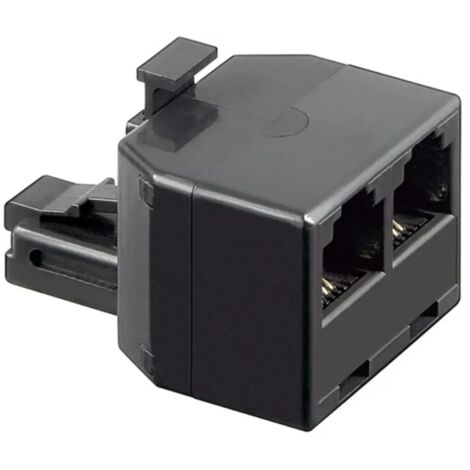 adattatore tripla telefonica da spina a 2 x presa rj11 6p4c nero