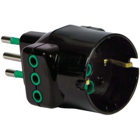 ADATTATORE TRIPLO 10A-10A+SCHUKO GARANTI - NERO 2P+T - 10 pezzi
