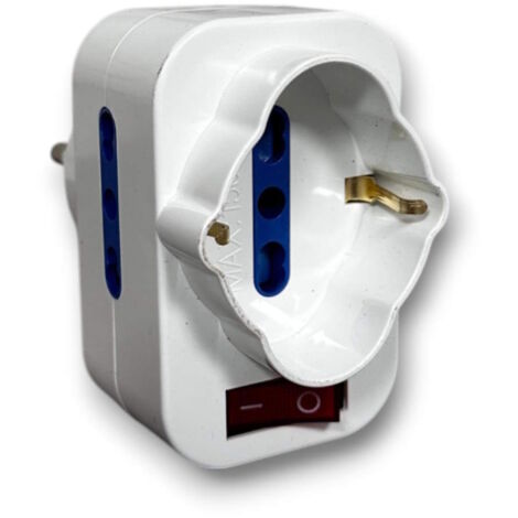 Adattatore triplo 16 a con interruttore con sipna girevole a 90� riduttore